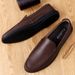 Spring Genuine Loafers Cowhide Slip-On Casual Handmade Youth One-Piece Men's Work Leather Shoes_voghion.com