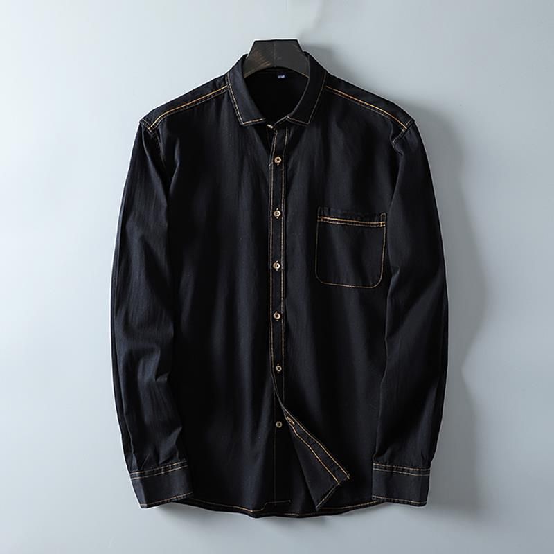 Recommended! American Casual Denim! Enzyme Su Wash! 2024 Spring And Autumn New Cotton Long Sleeved Shirt Men's Outerwear_voghion.com