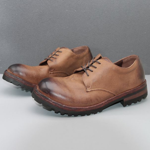 Seltene Leck-Picking GOOD YEAR Herren Retro Washed Big Head Derby Dicke Sohle Business Casual Lederschuhe_voghion.com