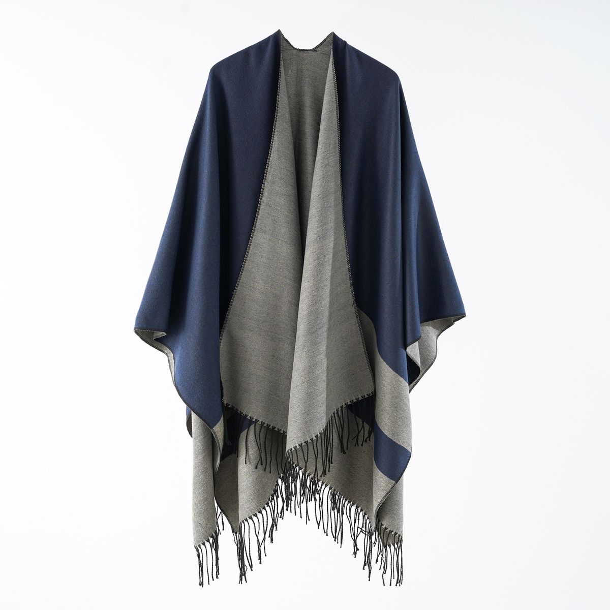 2023 New Autumn/Winter Cashmere Split Scarf Cape for Warm Fringe Women's Outwear Double sided Shawl_voghion.com