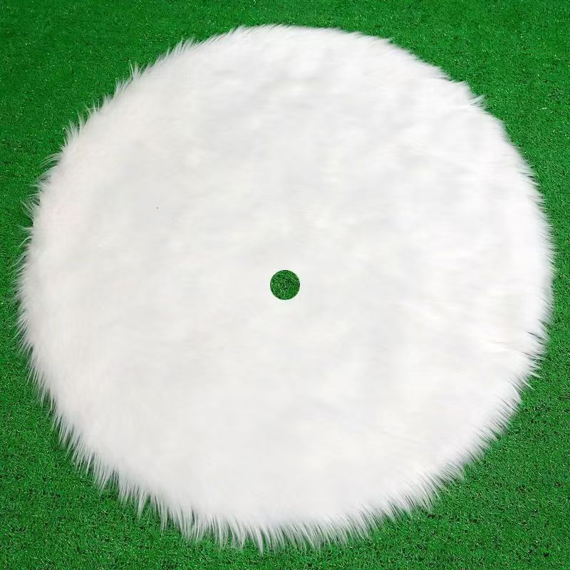 Christmas Tree Skirt Apron Decoration Props Blanket Mat Ornament Gift Box White Long Fleece Thickened_voghion.com