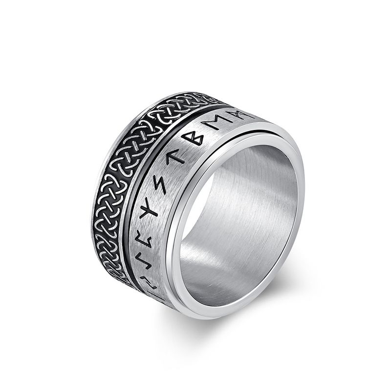 Anello girevole in acciaio inossidabile con nodo celtico vichingo nordico, anello da uomo con personalità dominante_voghion.com