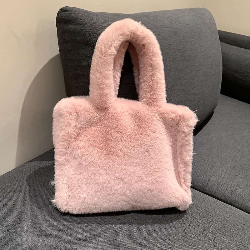 Solid Color Plush Bag 2024 New Fashion and Casual Versatile Simple Shoulder Bag Tote Bag Daily Commuting Plush Bag Handbag for Women_voghion.com