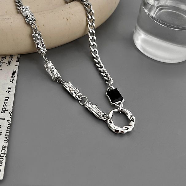 Collana unisex con design di nicchia irregolare, in acciaio al titanio nero, con cerchi geometrici, alta qualità, gioielli di qualità_voghion.com