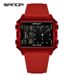 Square Multi-Function Digital Analog Watch With Transparent Case, Dual Time Display, Alarm, Stopwatch, Waterproof, And Luminous Feature_voghion.com