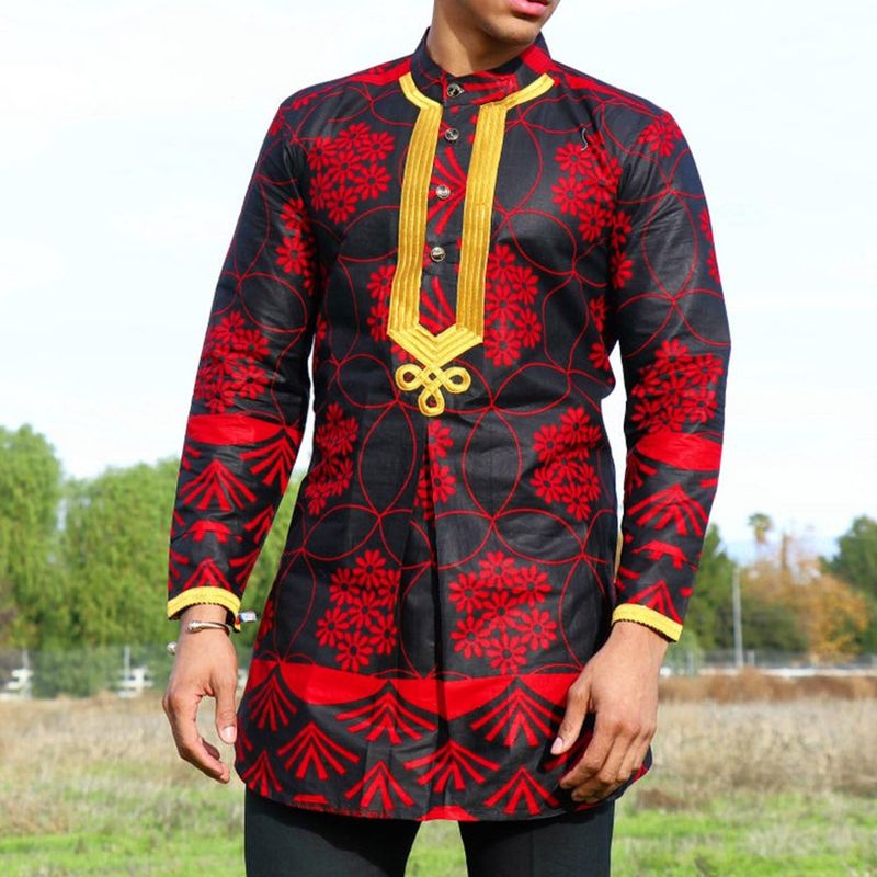 2024 men's long printed cardigan, trendy shirt, ethnic style_voghion.com