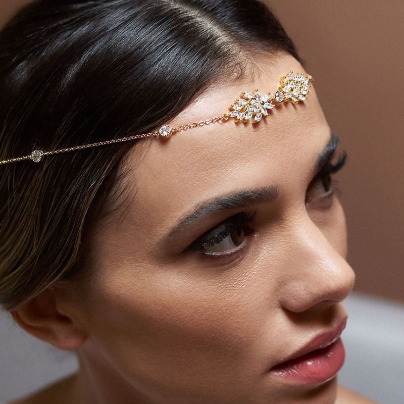 Nouveau produit chaîne frontale en zircon entièrement en diamant, style ethnique européen et américain, chaîne de cheveux sexy pour mariée, chaîne de cheveux pour coiffure_voghion.com