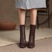 Stivali corti elastici sottili autunno inverno nuovo stile morbido calzini punta quadrata eleganti tacchi alti_voghion.com