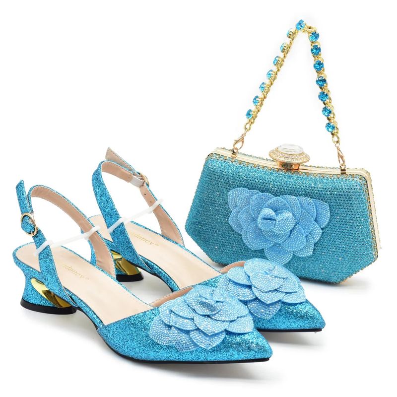 Hochhackige Sandalen mit einem Hartschalen-Juwelen-Handtaschenset Täglicher Party-Schuhbeutel_voghion.com