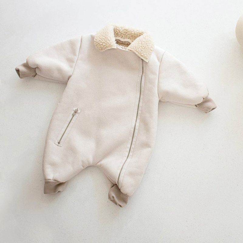 Bebek Kış Giysileri Bebek Giysileri Bebek Tulumu Ekstra Kalın Onesie Yaka Gömlek Bebek Tulumu Ekstra Polar_voghion.com