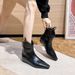 2025 Winter Pointed Toe Chunky Heel Short Women Spring Autumn Bare Versatile Niche Western Cowboy Boots Internal Height_voghion.com