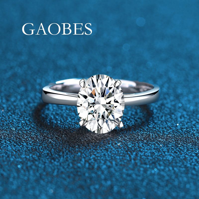 Anello in argento puro con fiore di ghiaccio, a forma di uovo, rosa, rosso, blu marino, cinque colori, semplice e alla moda, stile coreano, a quattro punte_voghion.com