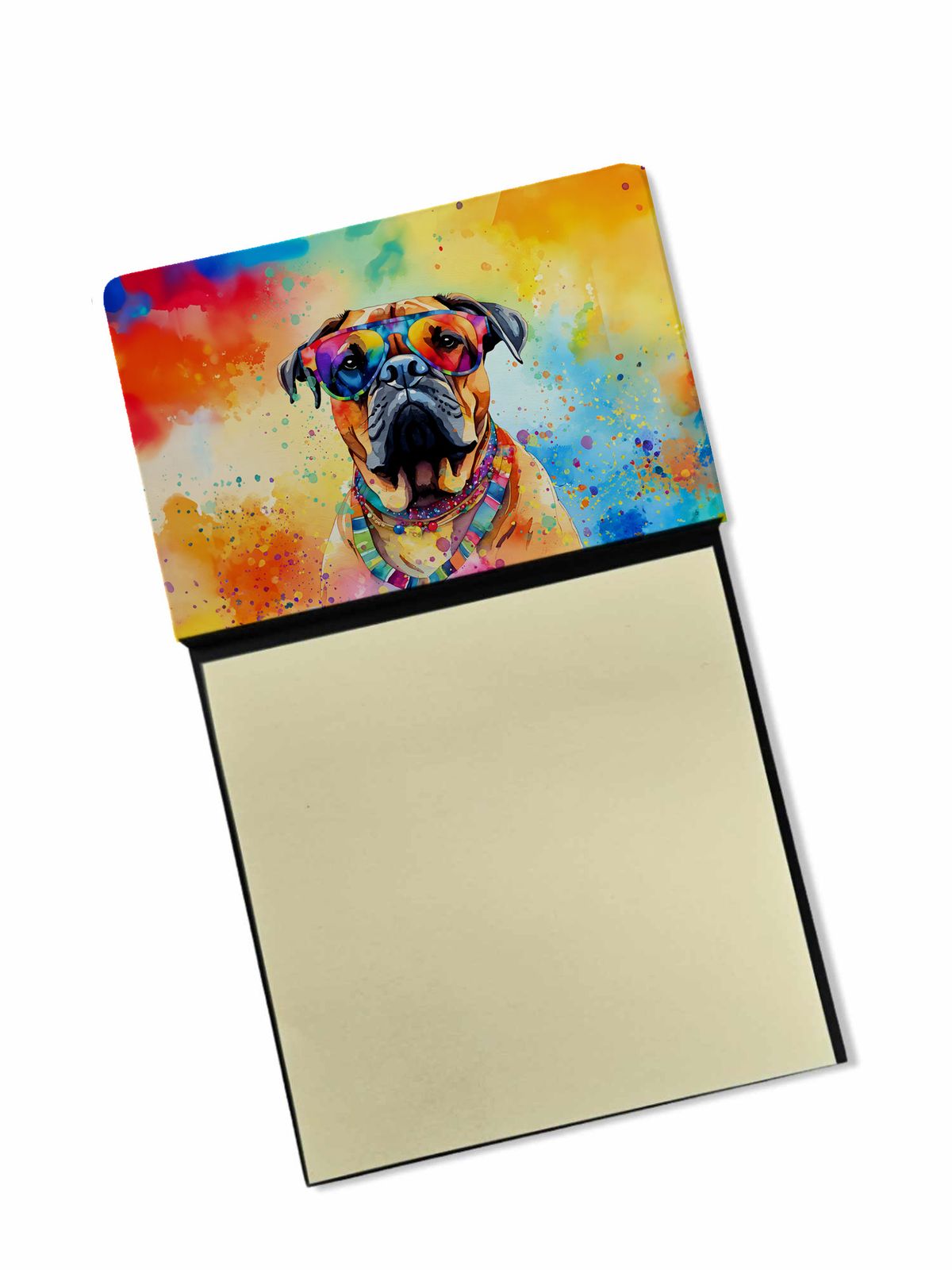 NEW Bullmastiff Hippie Dawg Sticky Note Holder Refillable Dispenser Self-Sticky Note Pads, Memo Pads Blank Desk Accessories_voghion.com