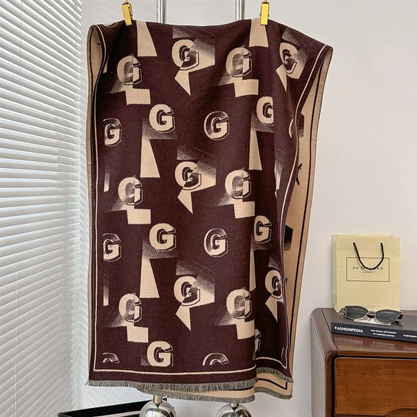 Autunno e inverno nuovo ciclo di lettere diagramma stile semplice elemento stampato sciarpa calda in cashmere da donna aria_voghion.com