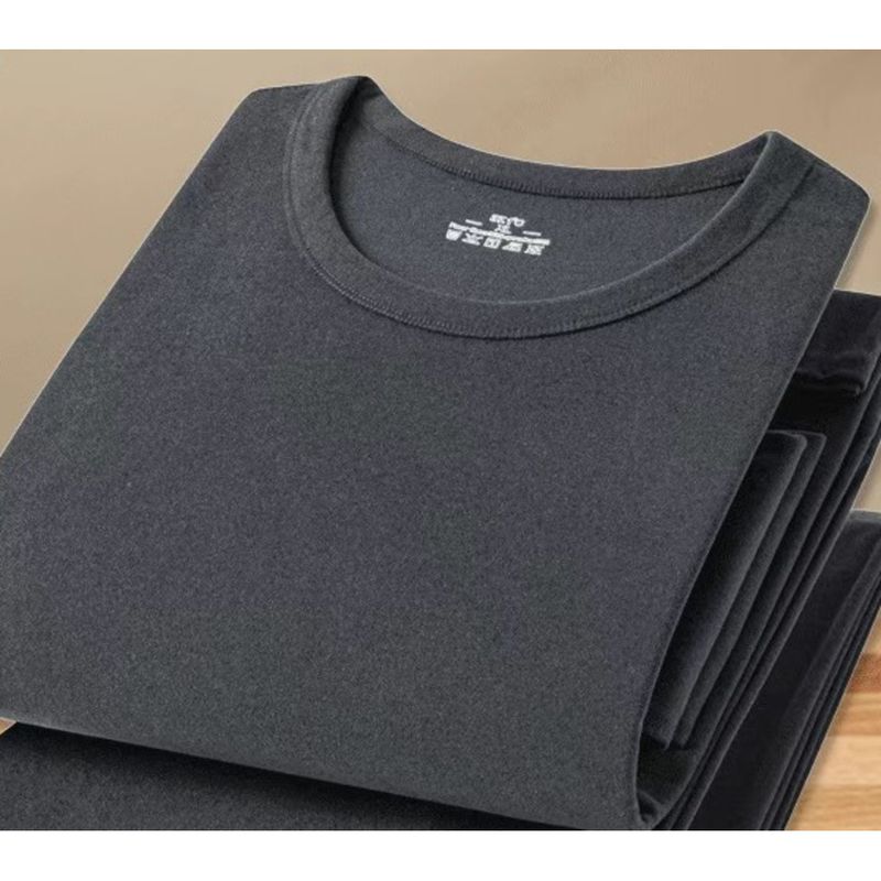 Winter double-sided German velvet thermal underwear men's set round neck cold proof pajamas clothes autumn pants_voghion.com