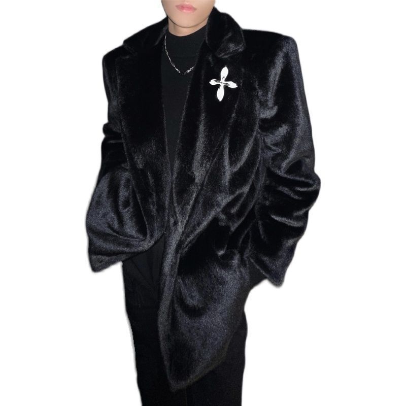 Men's Clothing Suit Fashionable Mink Coat High End Fur Coat Winter Thick Warm Cotton Coat _voghion.com