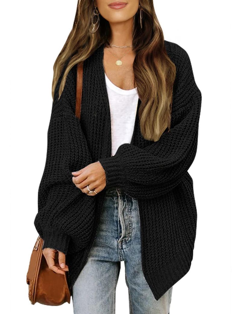 Cappotto cardigan da donna in maglia spessa, sbottonato_voghion.com