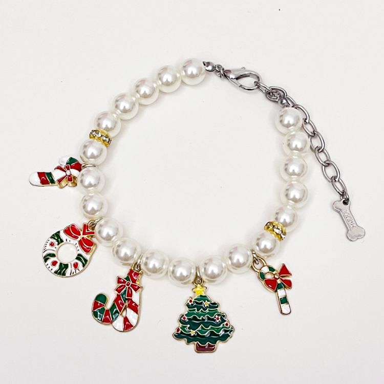 Weihnachtsanhänger Haustierbedarf Halsbänder Perlen Katzenhalsketten Zubehör kleine und mittelgroße Hundehalsbänder_voghion.com