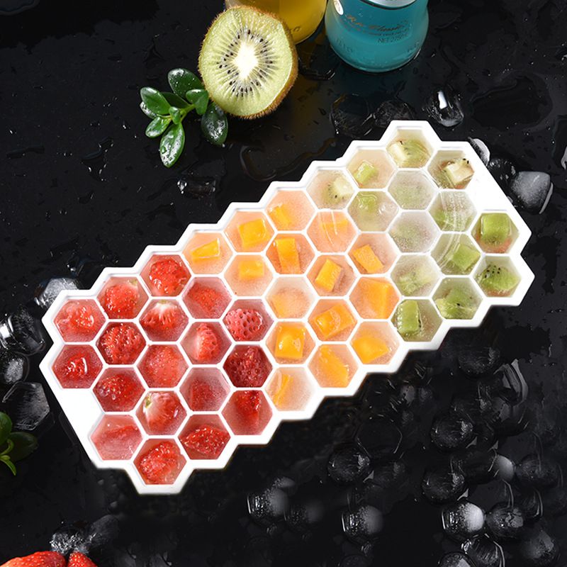 Molde para cubitos de hielo, base blanda, prensa para cubitos de hielo, caja para cubitos de hielo congelados, caja para cubitos de hielo de panal, para el hogar, con tapa, refrigerador creativo, congelador rápido_voghion.com