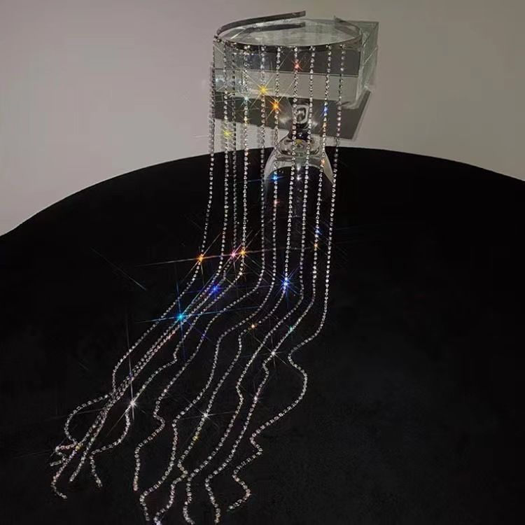 Stirnband lange Quaste Strass Haarkette Stirnband Street Shooting Net Promi Trend Persönlichkeit Hot Style Haarschmuck_voghion.com