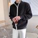 Men's Double Zipper Contrast Color Knit Sweater | Loose Fit Stand Collar Thickened Cardigan | Casual Winter Pullover_voghion.com
