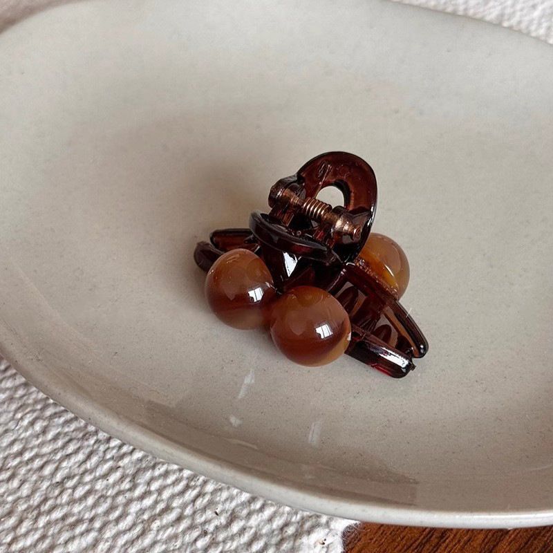 Kiiltävä meripihkanvärinen kirsikanvärinen pieni hiuspinni naisille, uusi prinsessapään otsatukka, rikkinäinen hiuspinni, hainmuotoinen_voghion.com