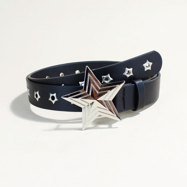 Gürtel im Punk-Stil mit Nieten und Sternen – Verstellbarer Hüftgurt mit hohlem Design und Dornschließe | Gothic-Modeaccessoire für Hosen und Jeans_voghion.com