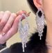 Copper alloy diamond-set waterfall earrings, silver temperament drooping geometric tassel light luxury thin earrings_voghion.com