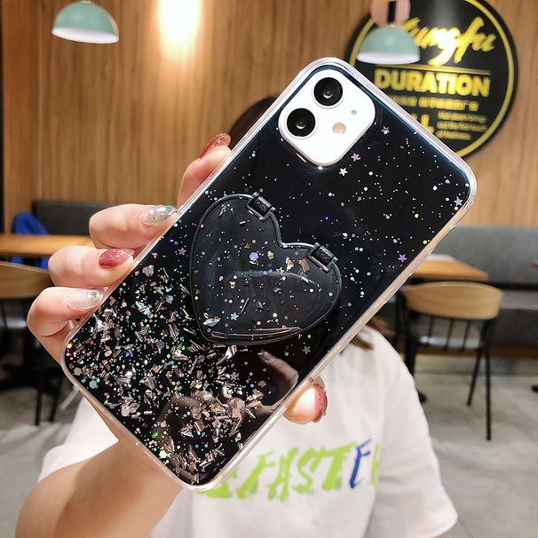 LOVECOM Herz Make-up Spiegel Pailletten Glitzer Handyhülle für iPhone 13 12 11 14 Pro Max XR X XS Max 7 8 Plus Weiche Epoxidharz-Abdeckung_voghion.com