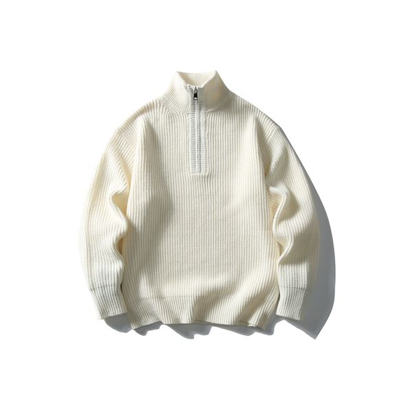 2025 New High Neck Half-Zip Sweater For Men, Autumn And Winter Lazy Style Pullover Base Knitwear_voghion.com