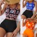 Ženska oblačila Tankini Tisk Boksarice z visokim pasom Konzervativne bikini Razcepljene kopalke Kopalke_voghion.com
