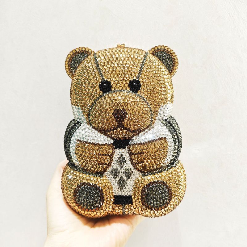 Crystal Bag Full Diamond Bear Rhinestone Evening Clutch Bag Chain Shoulder Evening Bag Chain Women's Bag Diamond Bag_voghion.com