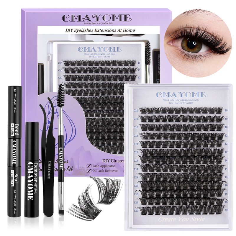 False Eyelashes New DIY Boxed Segmented Eyelashes False Eyelashes Set Double Headed Glue Large Capacity Single Cluster Hair False Eyelashes_voghion.com