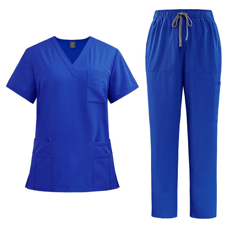 Women's New V-neck Split Medical Overalls, Pocket Straight Pants, Men's And Women's Toiletries, Operating Room Overalls_voghion.com
