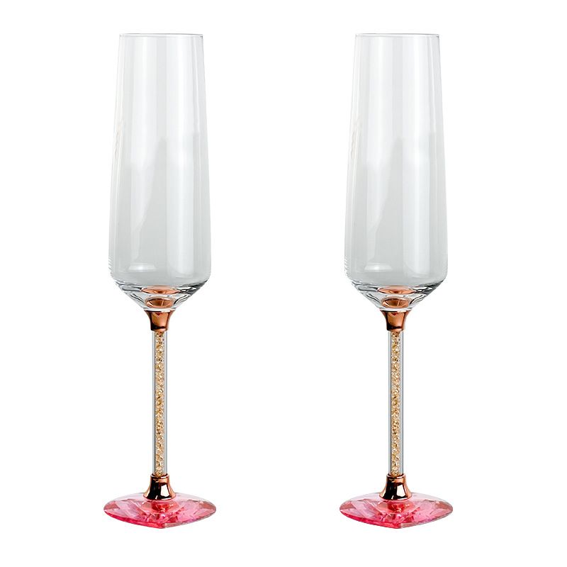 Love Heart Base Diamond Varrella Samppanjalasi Lyijytön Crystal Glass Flute Viinilasi_voghion.com