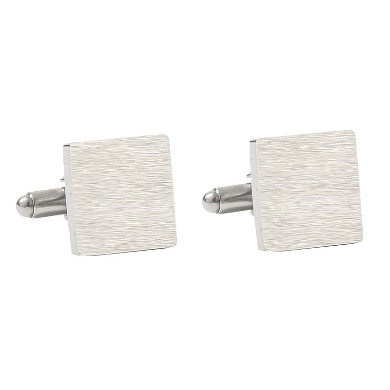 Gemelos cuadrados de acero inoxidable cepillado para hombre, mangas de camisa pulidas._voghion.com