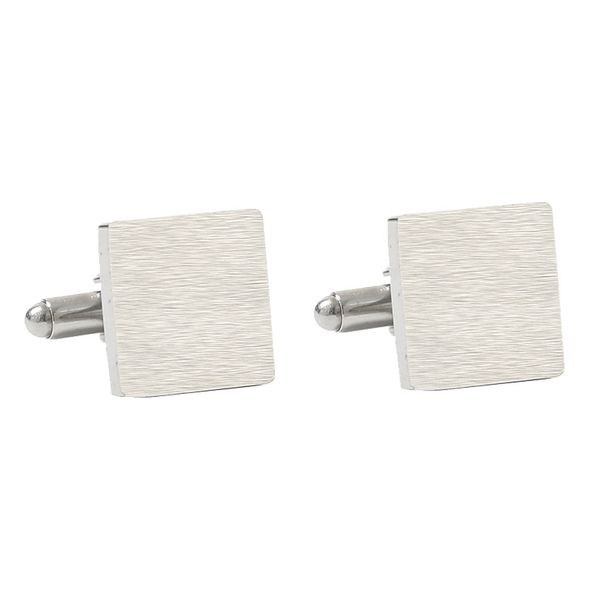 Gemelos cuadrados de acero inoxidable cepillado para hombre, mangas de camisa pulidas._voghion.com