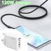 120W 5 Port PD Schnellladegerät Typ C & 2 USB-Ports Adapter Wand UK Steckeradapter_voghion.com