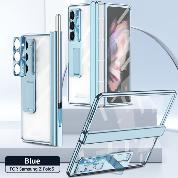 For Samsung Galaxy Z Fold 3 4 5 New Transparent Clear Stand Holder Three in One Screen Protector Film Phone Case Cover_voghion.com