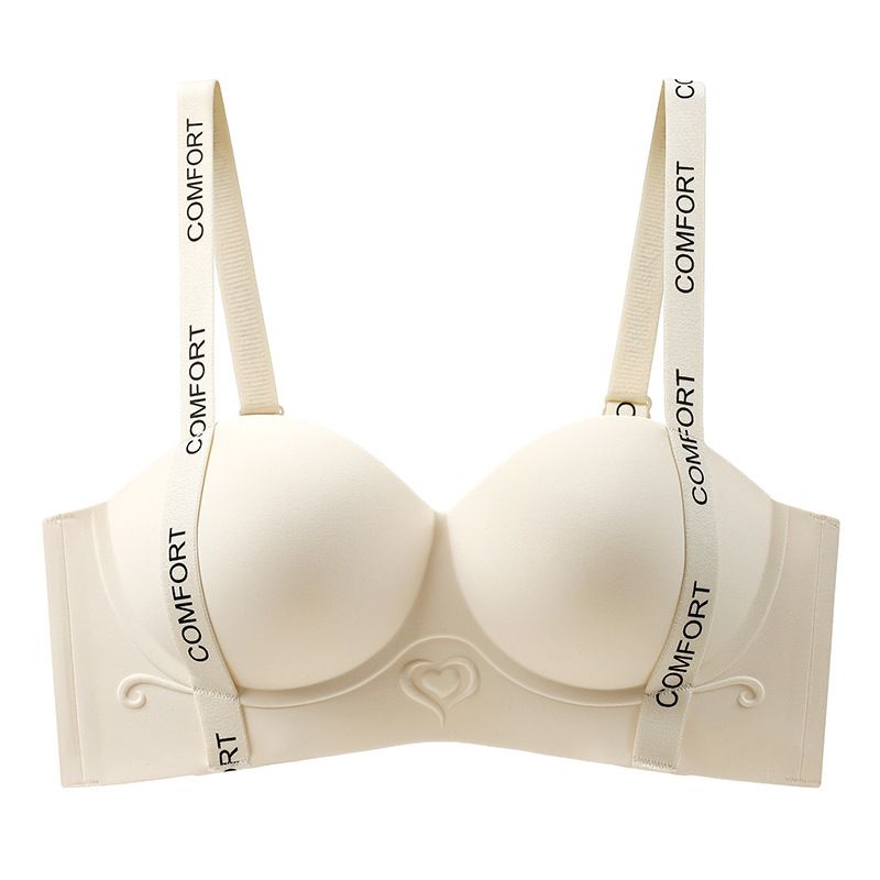 Women's Intimates Letter Strap Half Cup Bra Small Chest Gathered To Show Big Seamless No Steel Ring Bra_voghion.com