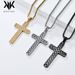 Collier pendentif croix en acier titane de style simple pour hommes et femmes, accessoires de chaîne de pull_voghion.com