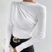 K Solid Color Slim-fit Base T-shirt With Versatile Pleated Design For Women's Top_voghion.com