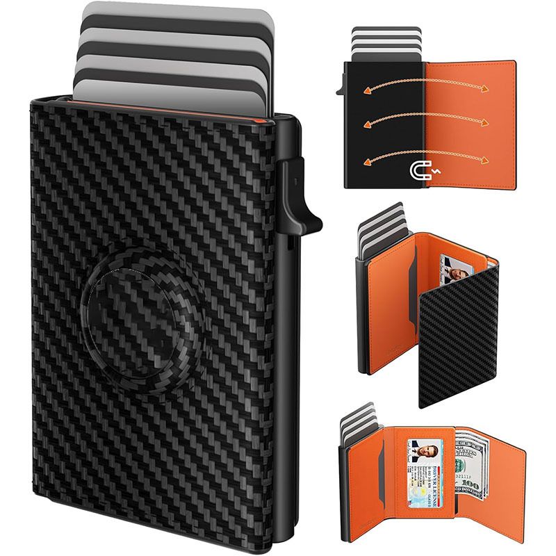 Mikropluošto aliejaus vaškas vyriškas piniginė tris kartus sulenkiamas Rfid šepetys nuo vagystės automatinis iššokantis kortelių krepšys_voghion.com