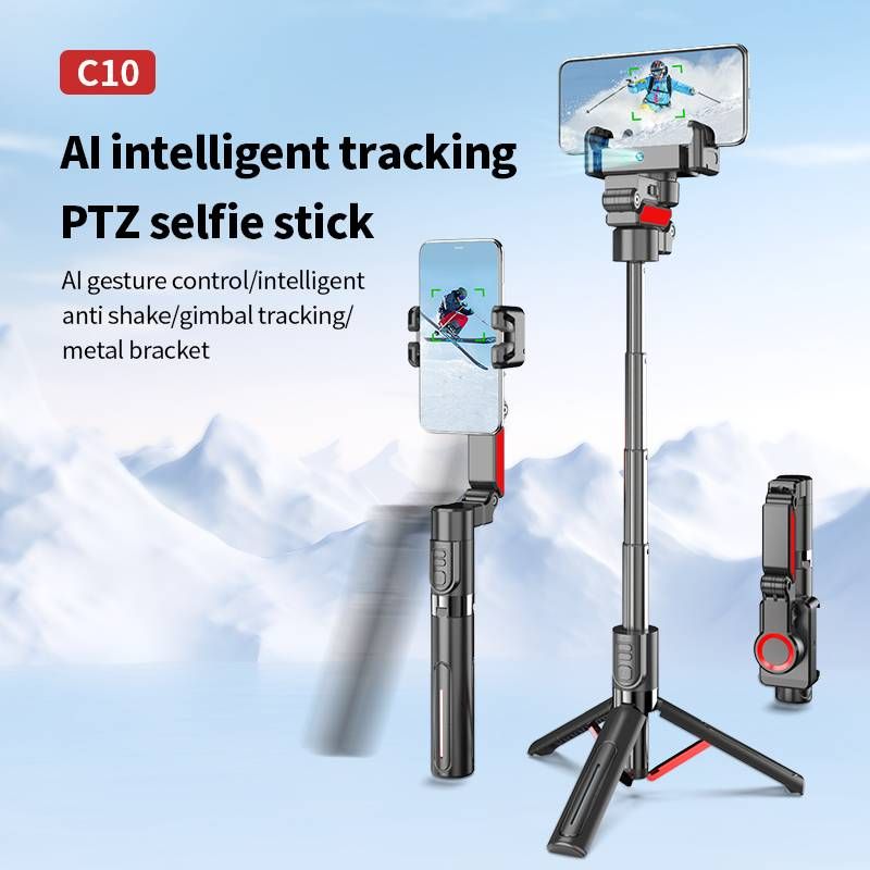 New Face AI Follow Up Selfie Stick Universal Mobile Phone Follow Up Gimbal Handheld Stabilizer Travel Vlog Live_voghion.com