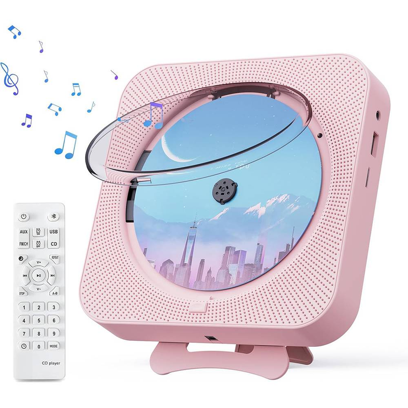 Byteuni Bluetooth Tragbarer Heim-CD-Musikplayer mit Fernbedienung, Timer, eingebauten Lautsprechern und LED-Anzeige, FM-Radio-Boombox (nicht wiederaufladbar)_voghion.com