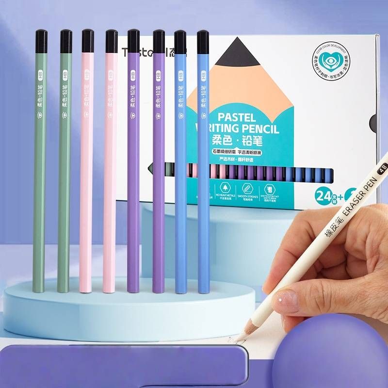 Soft Tone HB Pencils For Kids - Hexagonal Wooden Pencils With Thick Lead, Eye-Friendly Writing For School & Homework (Pack Of 12)​_voghion.com