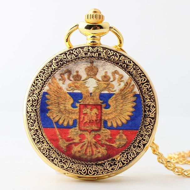 Taschenuhr mit Doppeladler-Motiv, für Männer und Frauen, große Quarzkette_voghion.com