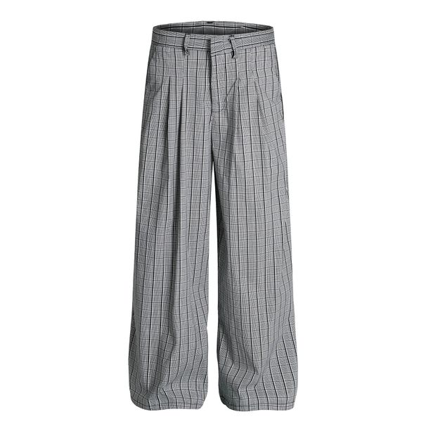 Herrenhose im Vintage-Stil mit dekonstruiertem Karomuster – leichte Sommerhose im Business- und Freizeitstil mit entspannter Passform und adrettem Stil_voghion.com