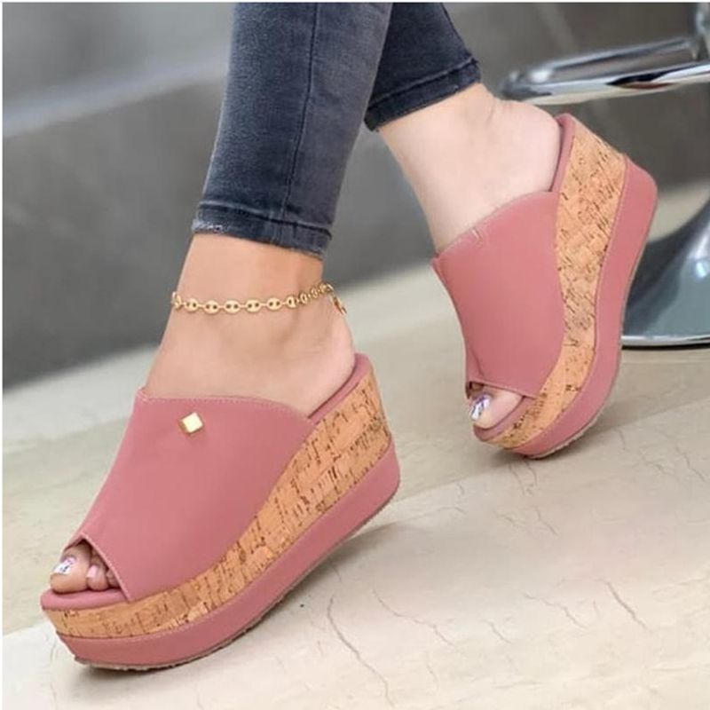 SHLIANG Mujeres Verano Peep Toe Cuñas Sandalias De Tacón Plataforma Casual Señoras Zapatillas Al Aire Libre Zapatos De Playa Diapositivas De Moda_voghion.com