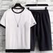 Men's Casual Sports Suit Ice Silk Short-Sleeved T-Shirt And Shorts a Complete Set Men's Matching Fashion Two-Piece Suit_voghion.com